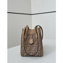 Mini borsa tote Fendi Origami tessuto jacquard Albicocca