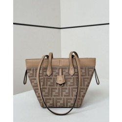 Mini borsa tote Fendi Origami tessuto jacquard Albicocca