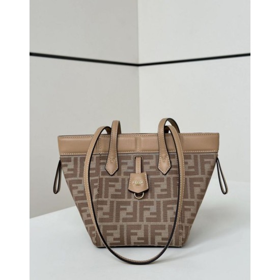 Mini borsa tote Fendi Origami tessuto jacquard Albicocca