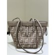 Mini borsa tote Fendi Origami tessuto jacquard Marrone