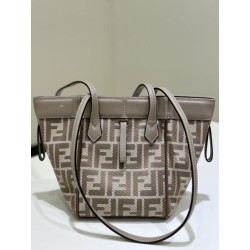 Mini borsa tote Fendi Origami tessuto jacquard Marrone
