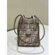 Mini borsa tote Fendi Origami tessuto jacquard Marrone