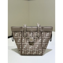 Mini borsa tote Fendi Origami tessuto jacquard Marrone