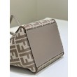 Mini borsa tote Fendi Origami tessuto jacquard Marrone