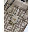 Mini borsa tote Fendi Origami tessuto jacquard Marrone