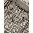 Mini borsa tote Fendi Origami tessuto jacquard Marrone