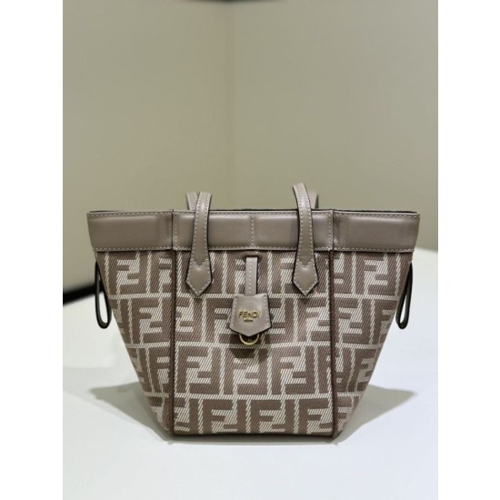 Mini borsa tote Fendi Origami tessuto jacquard Marrone