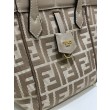 Mini borsa tote Fendi Origami tessuto jacquard Marrone