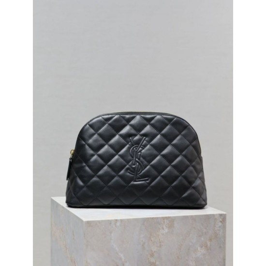 Pochette grande YSL Saint Laurent Cassandre trapuntata e ricamata Nera