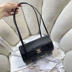 Replica di lusso Borse bowling piccola Chanel AS6143 Nero Imitazioni Cloni Borse bowling piccola Chanel AS6143 Nero firmate