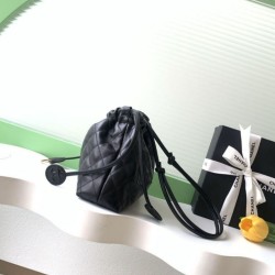 Cloni Imitazioni borse griffate a secchiello trapuntata con coulisse Chanel AS5227 Nero firmate