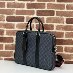 Replica di lusso Borsa da lavoro media da uomo Gucci GG 792077 nera Imitazioni Cloni Borsa da lavoro media da uomo Gucci GG 792077 nera firmate