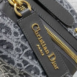 Replica di lusso Borsa Dior Medio D-Journey denim jacquard con motivo obliquo Blu Imitazioni Cloni Borsa Dior Medio D-Journey denim jacquard con motivo obliquo Blu firmate