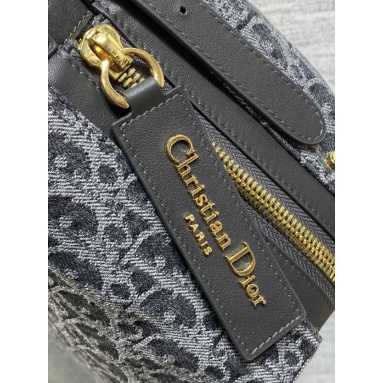 Replica di lusso Borsa Dior Medio D-Journey denim jacquard con motivo obliquo Blu Imitazioni Cloni Borsa Dior Medio D-Journey denim jacquard con motivo obliquo Blu firmate