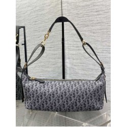 Borsa Dior Medio D-Journey denim jacquard con motivo obliquo Blu
