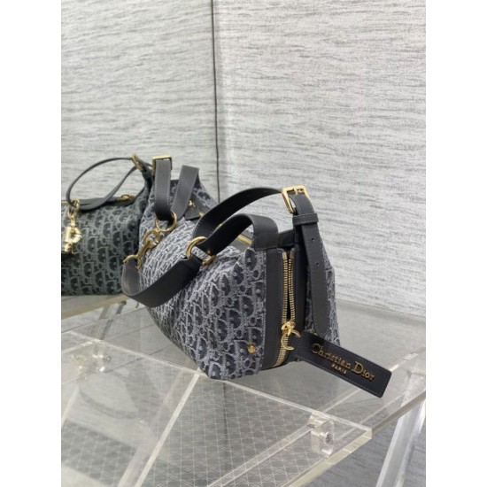 Replica di lusso Borsa Dior Medio D-Journey denim jacquard con motivo obliquo Blu Imitazioni Cloni Borsa Dior Medio D-Journey denim jacquard con motivo obliquo Blu firmate