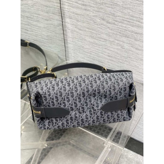 Replica di lusso Borsa Dior Medio D-Journey denim jacquard con motivo obliquo Blu Imitazioni Cloni Borsa Dior Medio D-Journey denim jacquard con motivo obliquo Blu firmate