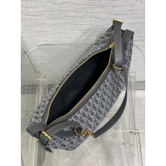 Replica di lusso Borsa Dior Medio D-Journey denim jacquard con motivo obliquo Blu Imitazioni Cloni Borsa Dior Medio D-Journey denim jacquard con motivo obliquo Blu firmate