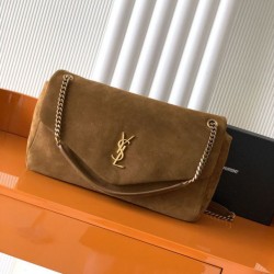 Cloni Borsa a tracolla grande YSL Saint Laurent Calypso scamosciata marrone firmate
