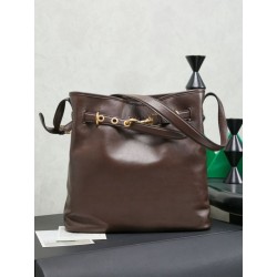 Borsa a secchiello a tracolla Miu Miu Aventure nappa 5BE101 Caffè