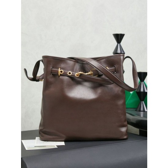 Borsa a secchiello a tracolla Miu Miu Aventure nappa 5BE101 Caffè