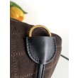 Imitazioni borse griffate a secchiello/hobo Chanel trapuntata con coulisse scamosciata AS5227 Caffè