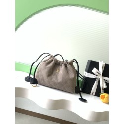 Borse Replica Alta Qualità a secchiello/hobo Chanel trapuntata con coulisse scamosciata AS5227 Grigio