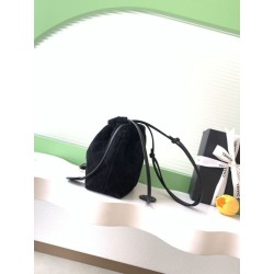 Borsa a secchiello/hobo Chanel trapuntata con coulisse scamosciata AS5227 Nero