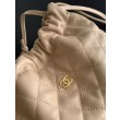 Borsa a secchiello trapuntata con coulisse Chanel AS5227 albicocca