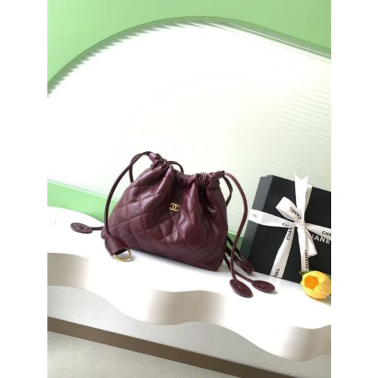 Replica Perfetta a secchiello trapuntata con coulisse Chanel AS5227 bordeaux