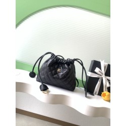 Imitazioni borse griffate a secchiello trapuntata con coulisse Chanel AS5227 Nero