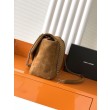 Borsa a tracolla grande YSL Saint Laurent Calypso scamosciata marrone