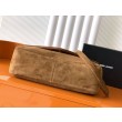 Borsa a tracolla grande YSL Saint Laurent Calypso scamosciata marrone