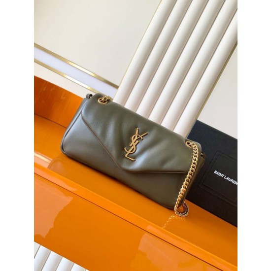 Imitazioni borse griffate a tracolla media YSL Saint Laurent Calypso muschio