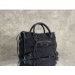 Borsa Balenciaga Le City in denim lavato nero