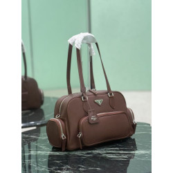 Borsa Prada media con manico superiore marrone