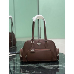 Borsa Prada media con manico superiore marrone