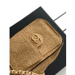 Mini borsa Chanel 26P trapuntata in rafia intrecciata AS5631 marrone