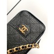 Mini borsa Chanel 26P trapuntata in rafia intrecciata AS5631 Nero