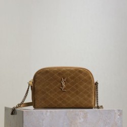 Cloni Imitazioni borse griffate a tracolla YSL Saint Laurent Gaby scamosciata trapuntata giallo firmate