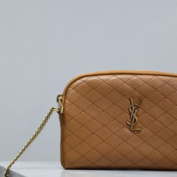 Cloni Pochette trapuntata con zip Gaby YSL Saint Laurent marrone firmate