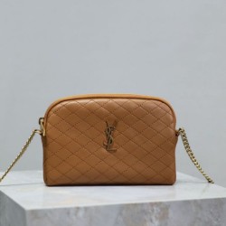 Cloni Pochette trapuntata con zip Gaby YSL Saint Laurent marrone firmate