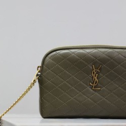 Cloni Pochette trapuntata con zip Gaby YSL Saint Laurent Blu firmate