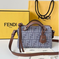 Cloni Borse Replica Fendi Denim Vitello Grace FF Mini By The Way Boston Blu firmate