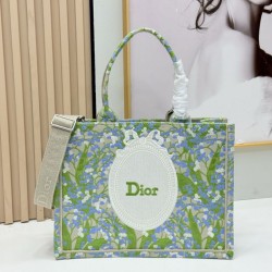 Cloni Borsa Replica 1:1 Dior Book Tote piccola/media/grande con motivo mughetto Verde firmate