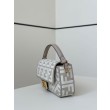 Borse Replica a tracolla classica Fendi Baguette FF ricamato grigio