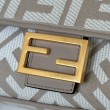 Borse Replica a tracolla classica Fendi Baguette FF ricamato grigio