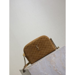 Imitazioni borse griffate a tracolla YSL Saint Laurent Gaby scamosciata trapuntata giallo