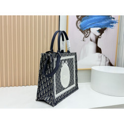Borsa da uomo Dior Book Tote Piccola/Media/Grande con ricamo obliquo e tracolla Nero