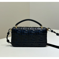 Borsa Replica 1:1 Fendi Baguette con manico superiore e logo FF impresso Nero